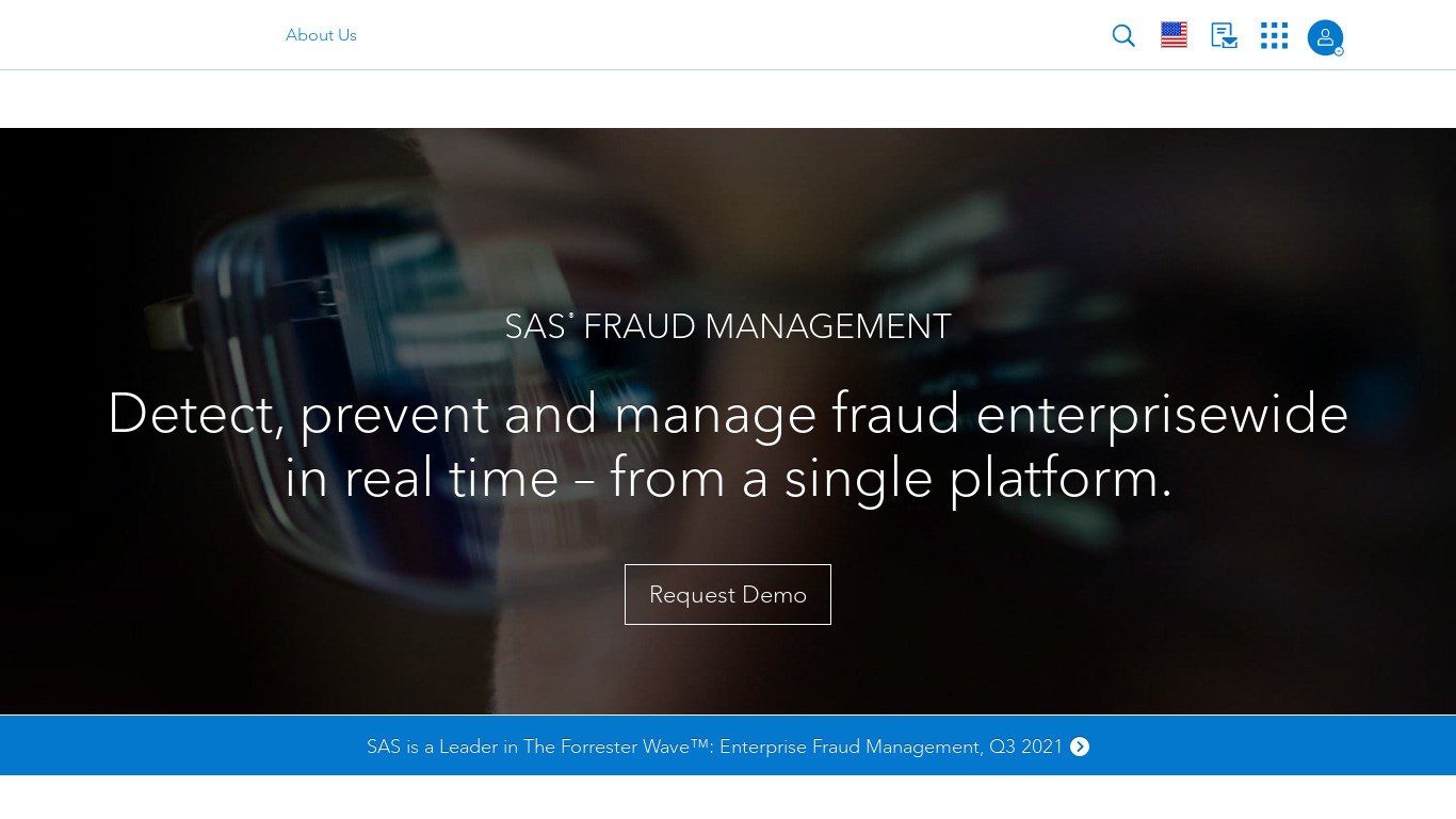 SAS Fraud Management Landing page