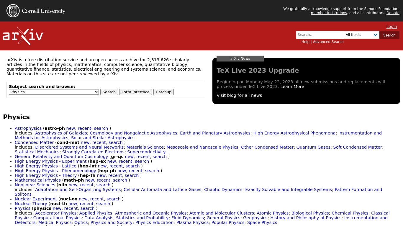 arXiv Landing page