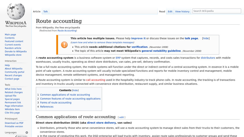 en.wikipedia.org Route Accounting Software Landing Page