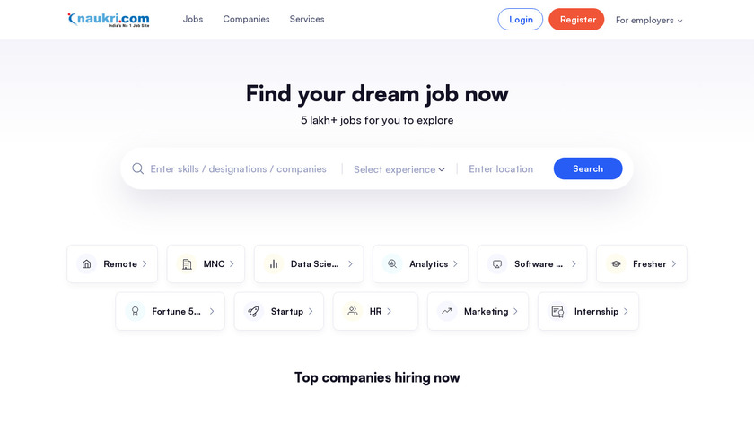 Naukri RMS Landing Page