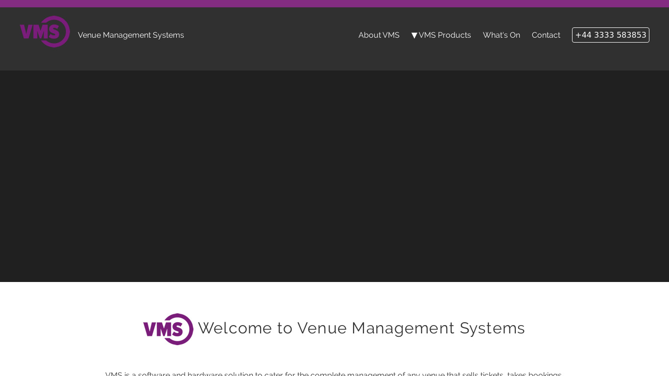 Venue Management Systems Landing page