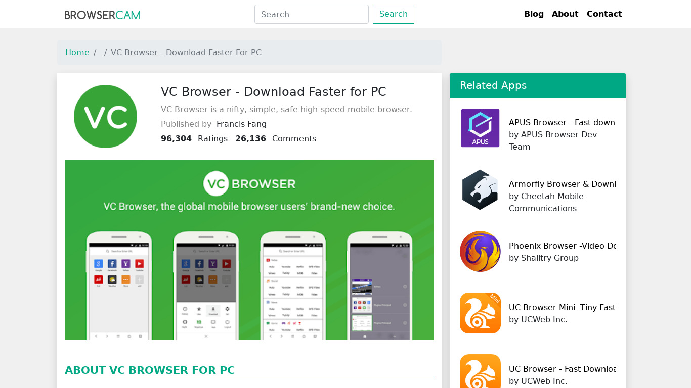 VC Browser Landing page