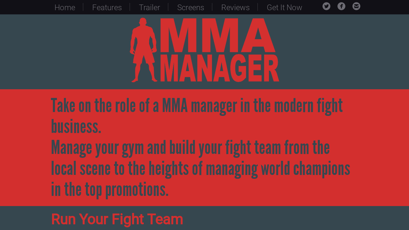 MMA Manager Landing page
