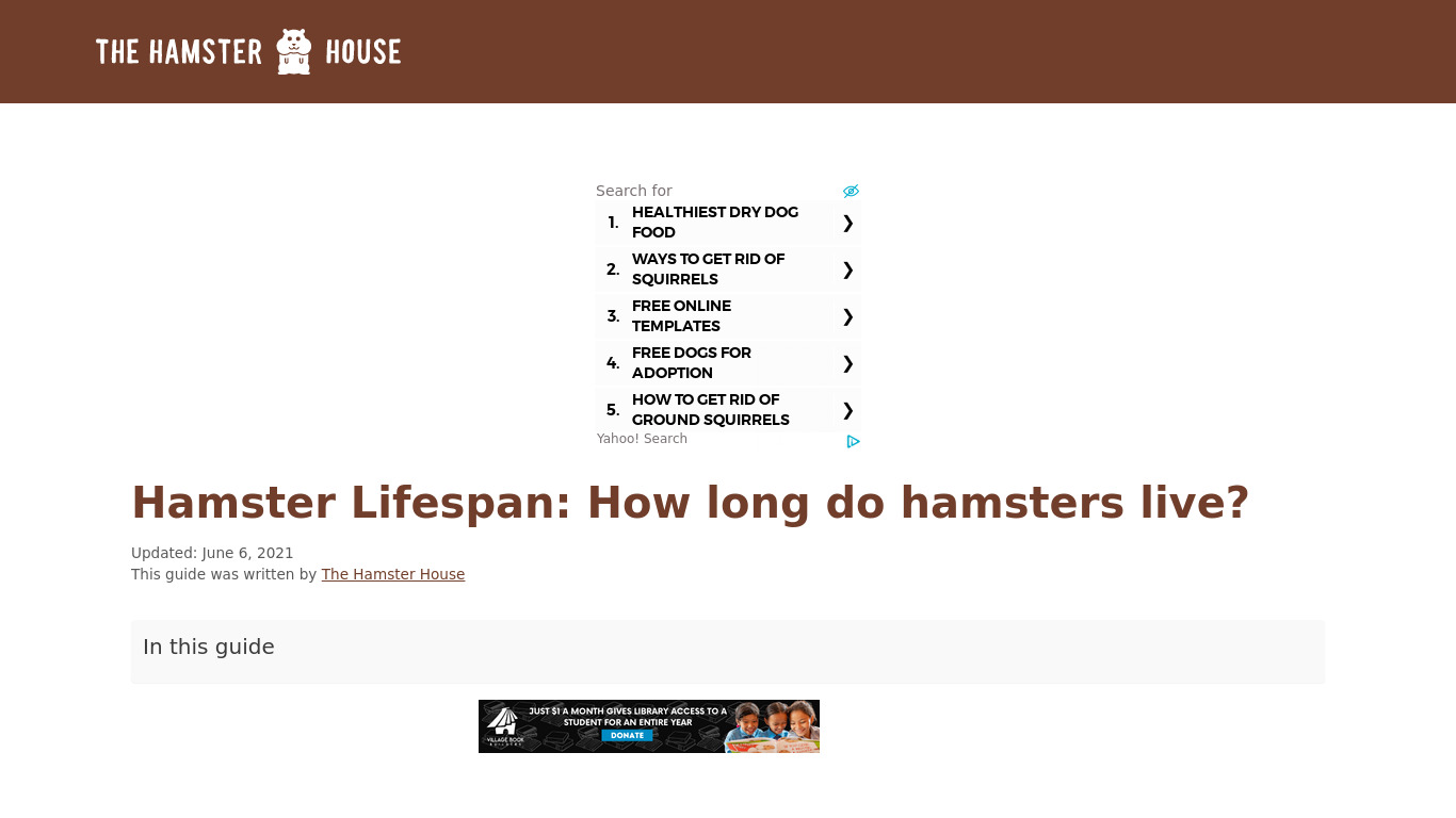 Hamster Life Landing page