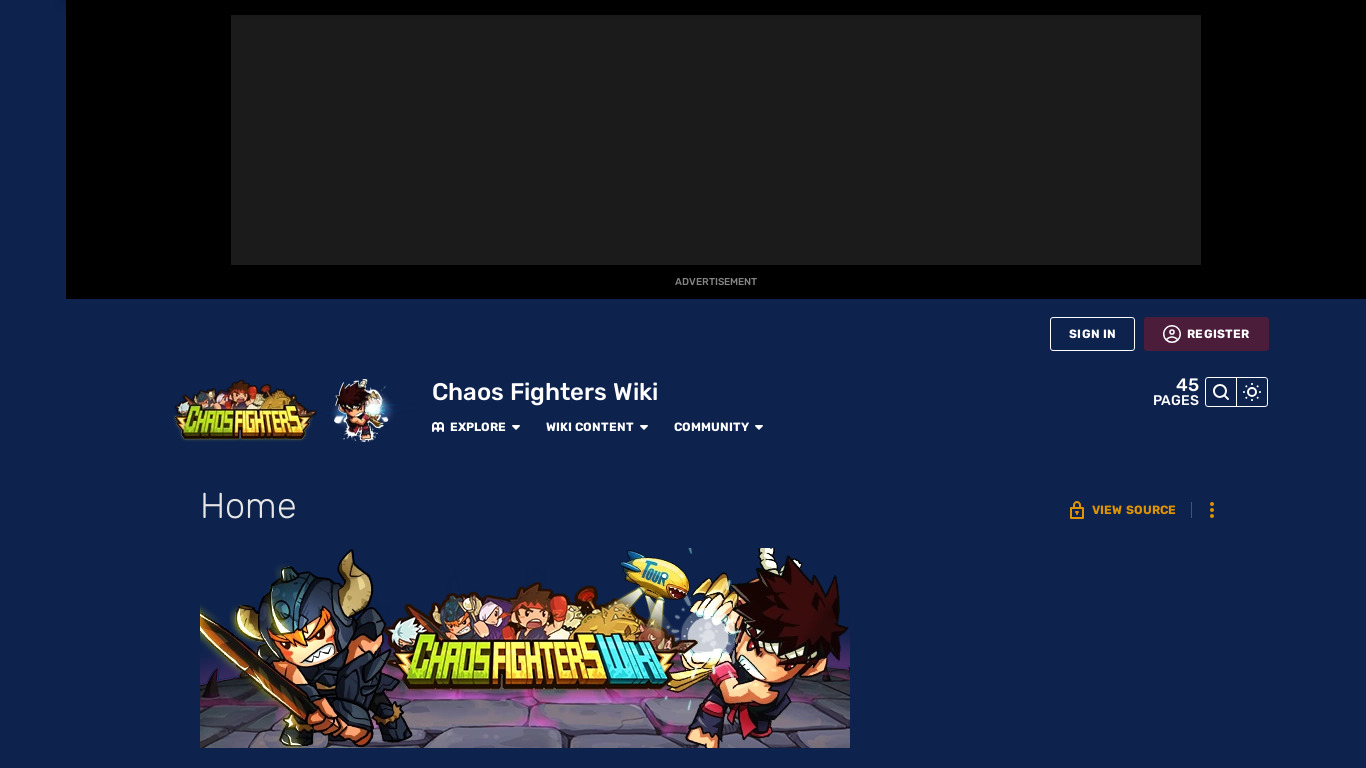 Chaos Fighters Landing page