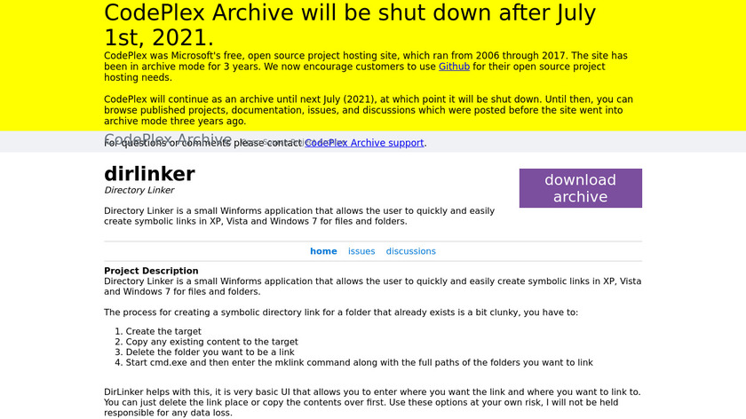 Directory Linker (DirLinker) Landing Page