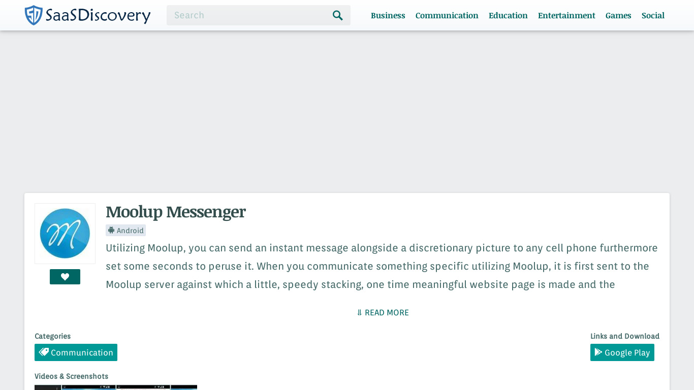 Moolup Messenger Landing page