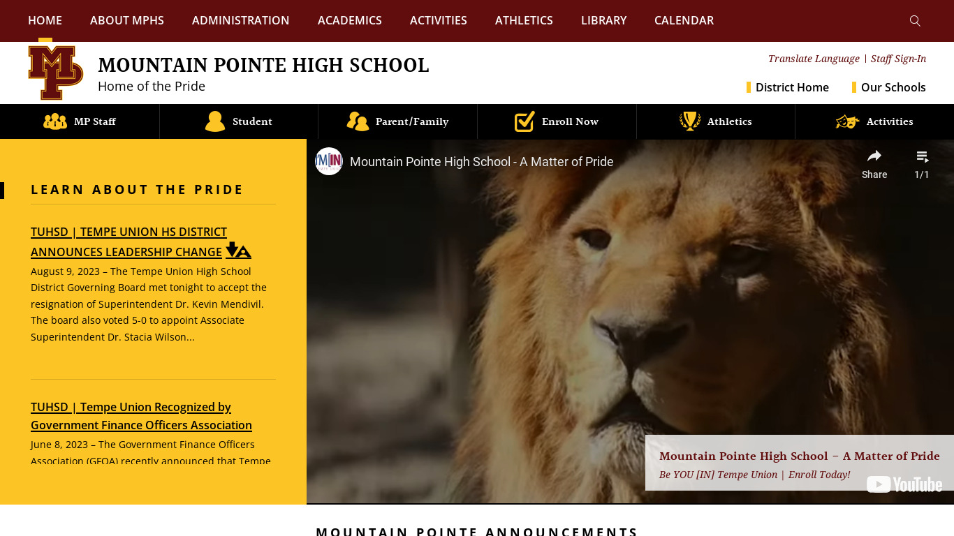 Mountain Point Landing page