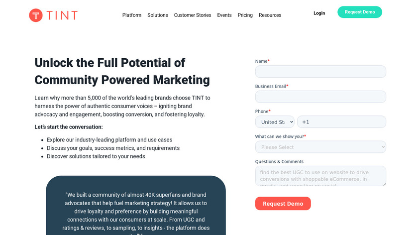 TINT by Filestack Landing Page
