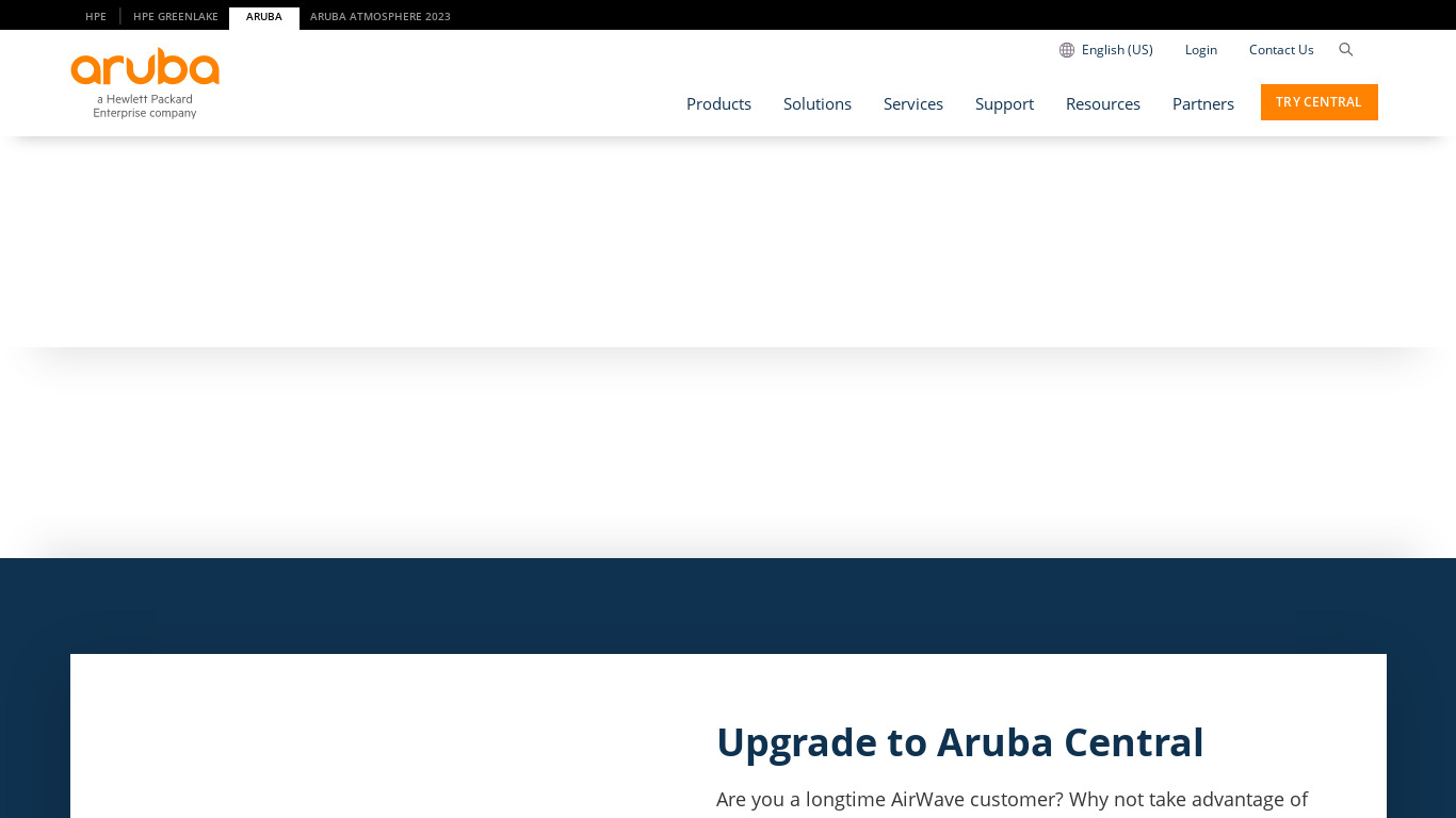 Aruba AirWave Landing page