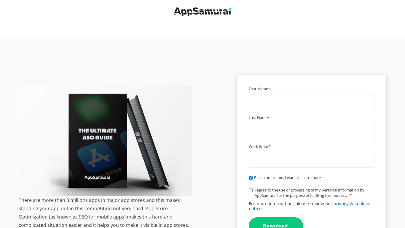 The Ultimate ASO Guide Landing page
