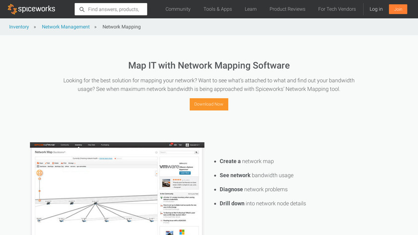 Spiceworks Network Mapping Landing Page