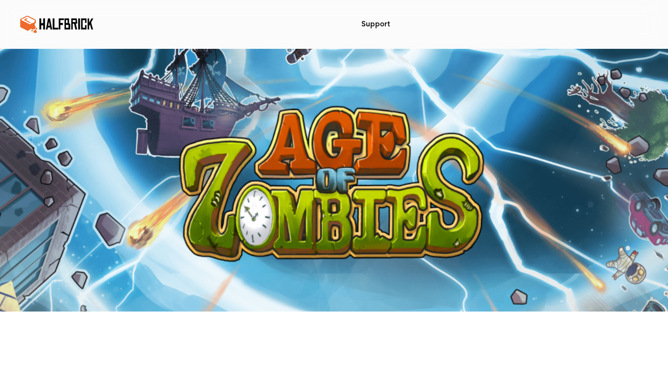 Age of Zombies Landing page