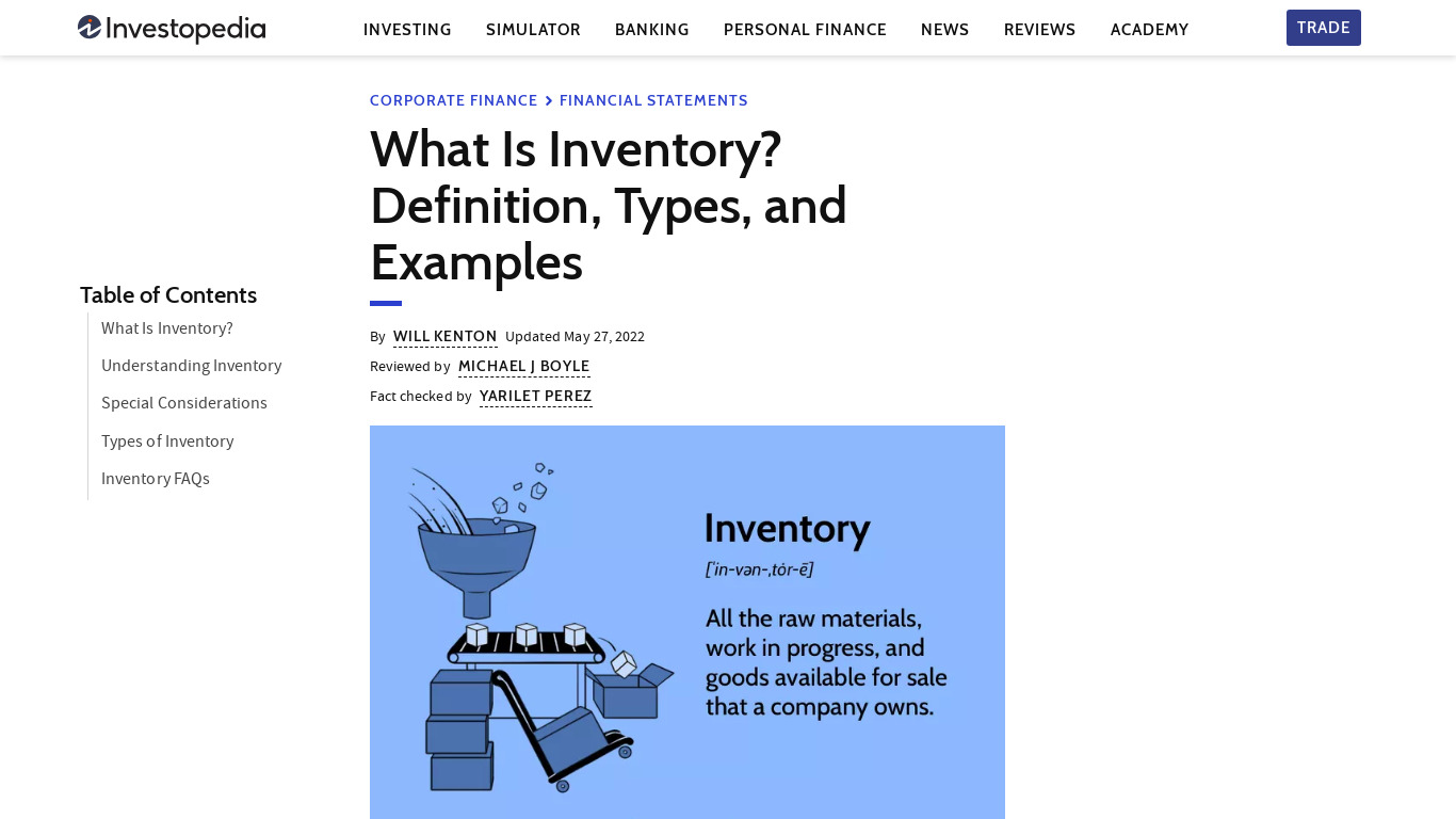 Inventory Landing page