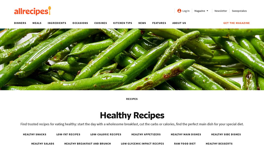 Healthy Recipes & Calculator Landing Page