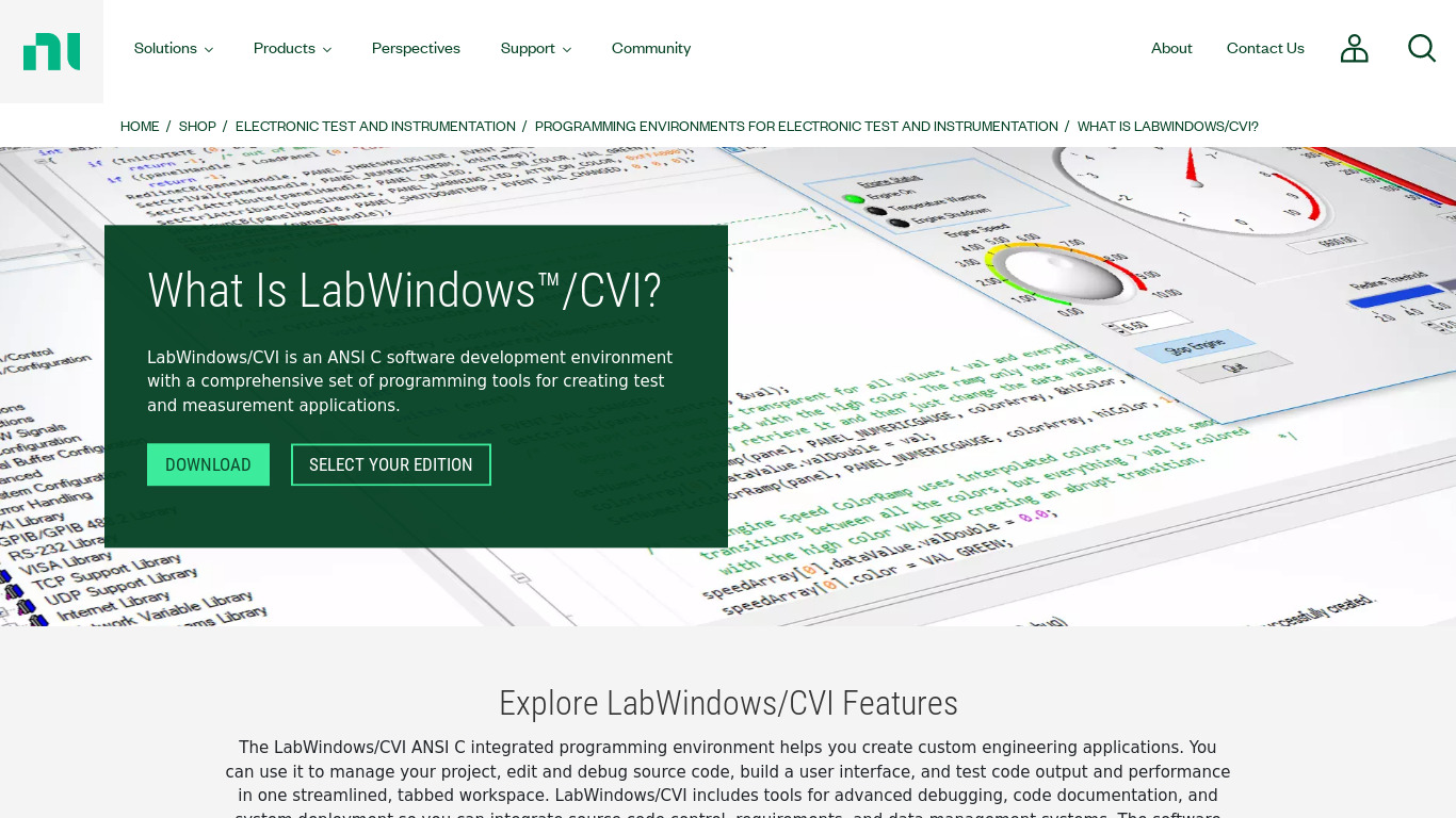 LabWindows/CVI Landing page