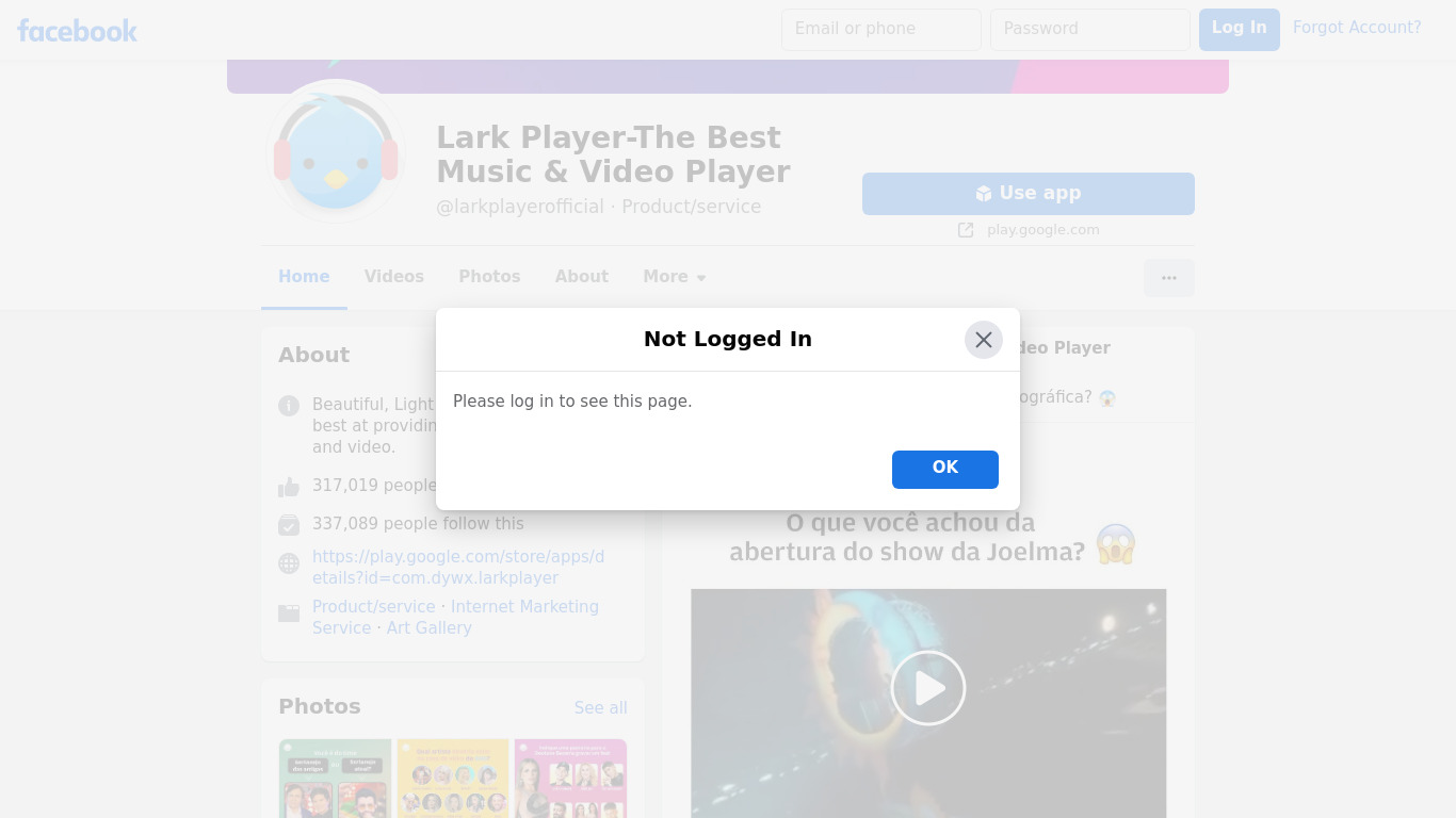 Lark Player Landing page