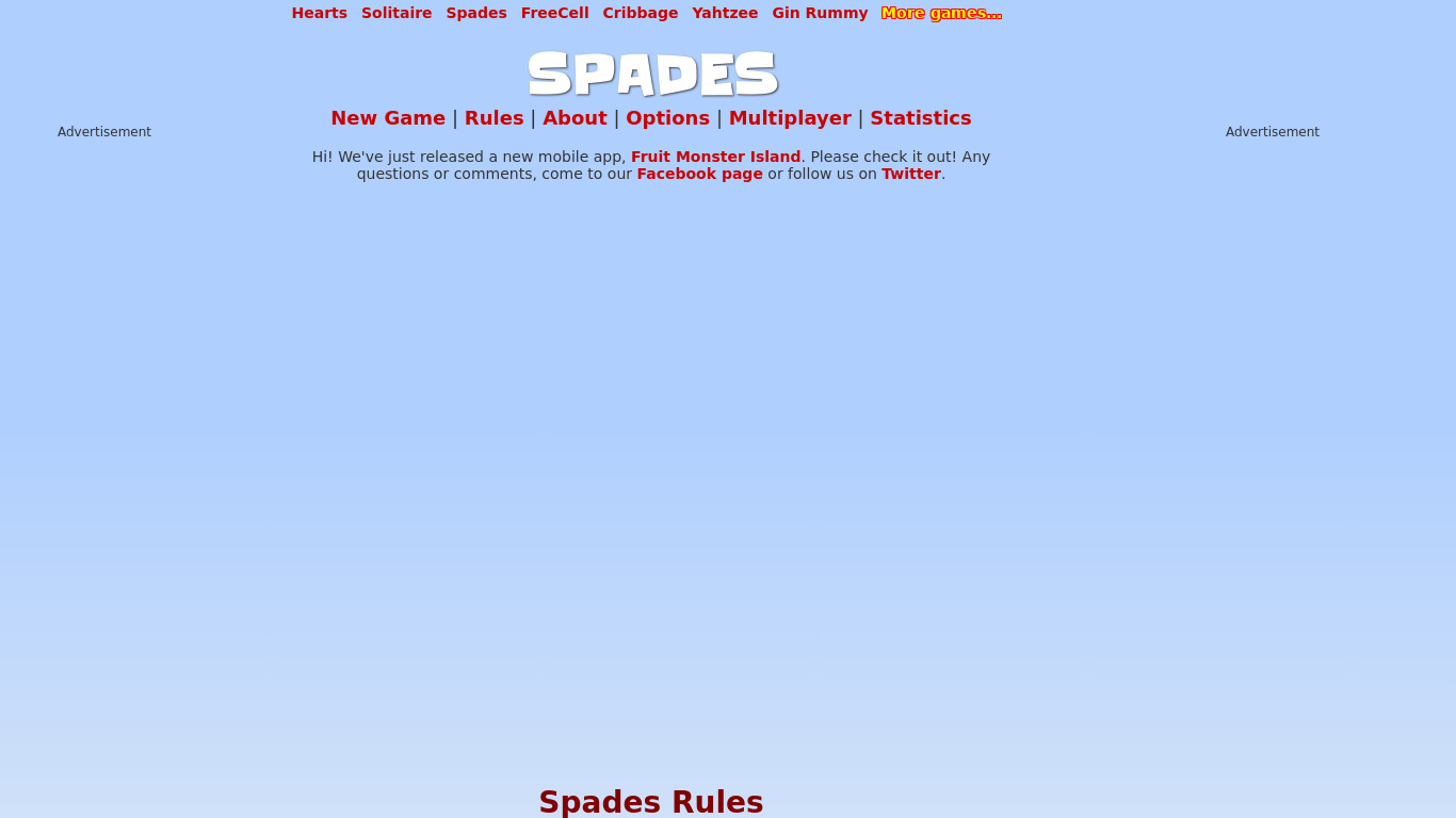 Spades Landing page