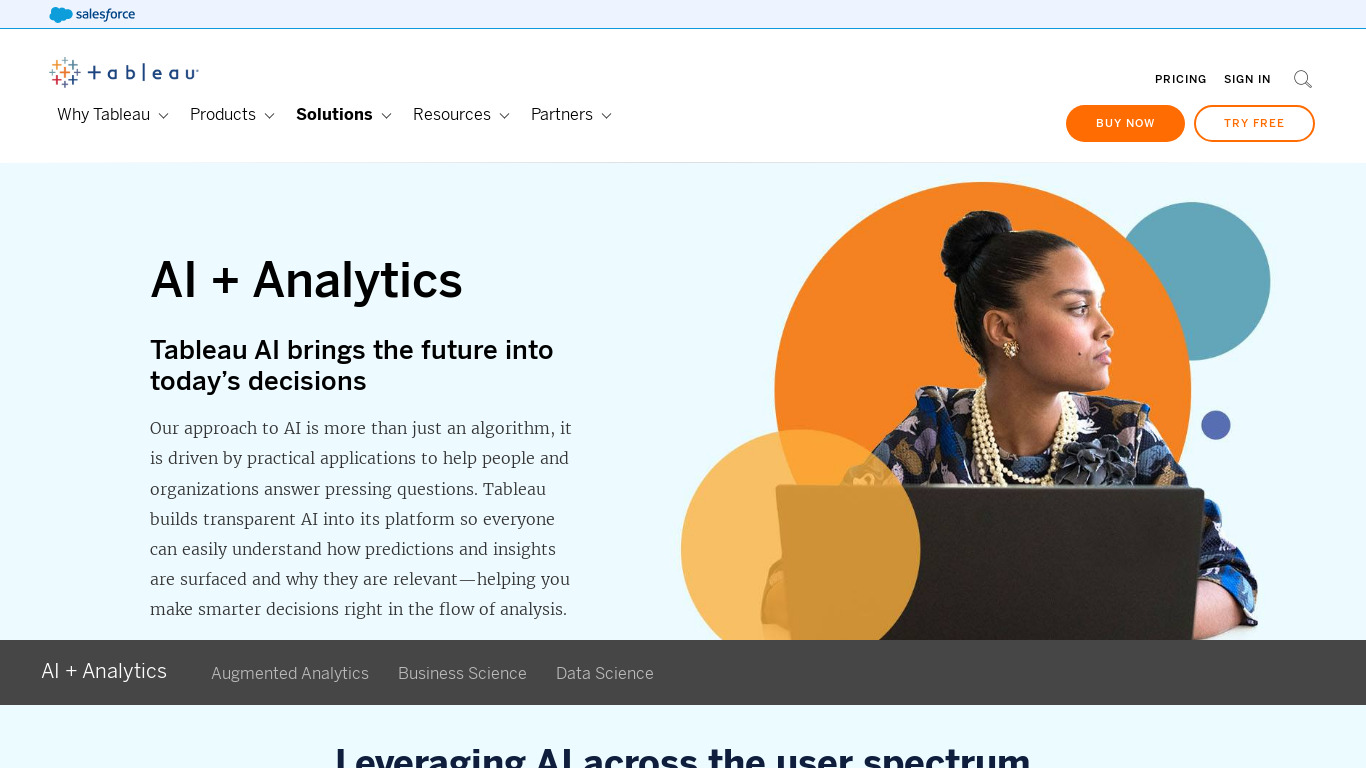 Smart Analytics Landing page