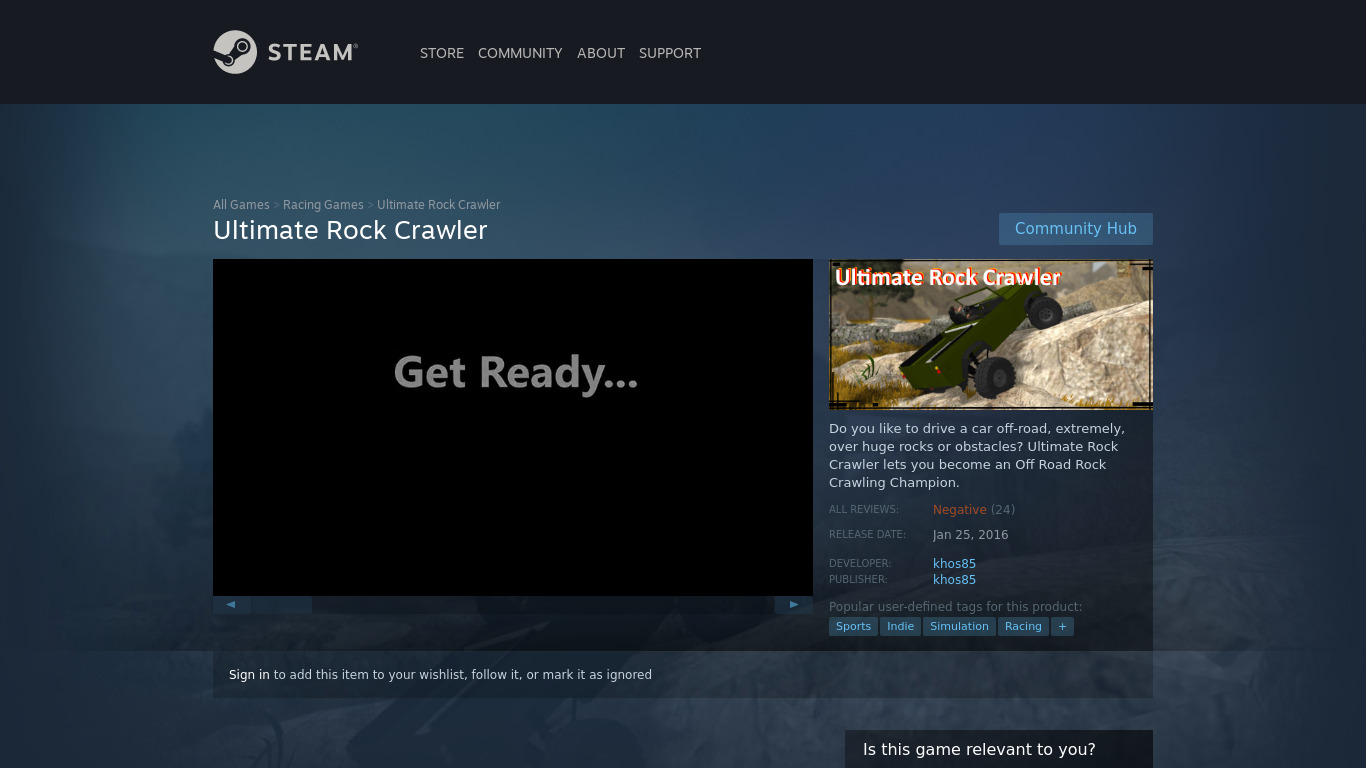 Ultimate Rock Crawler Landing page