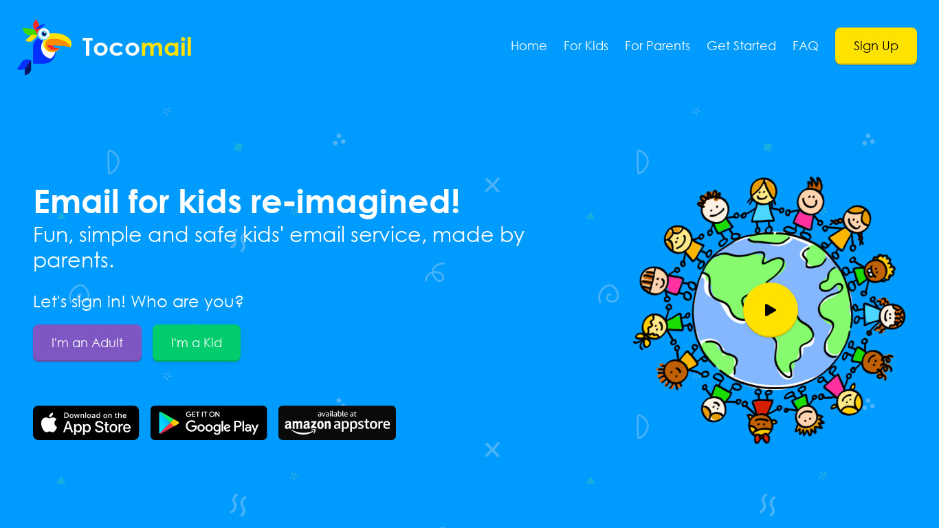 Tocomail Landing page
