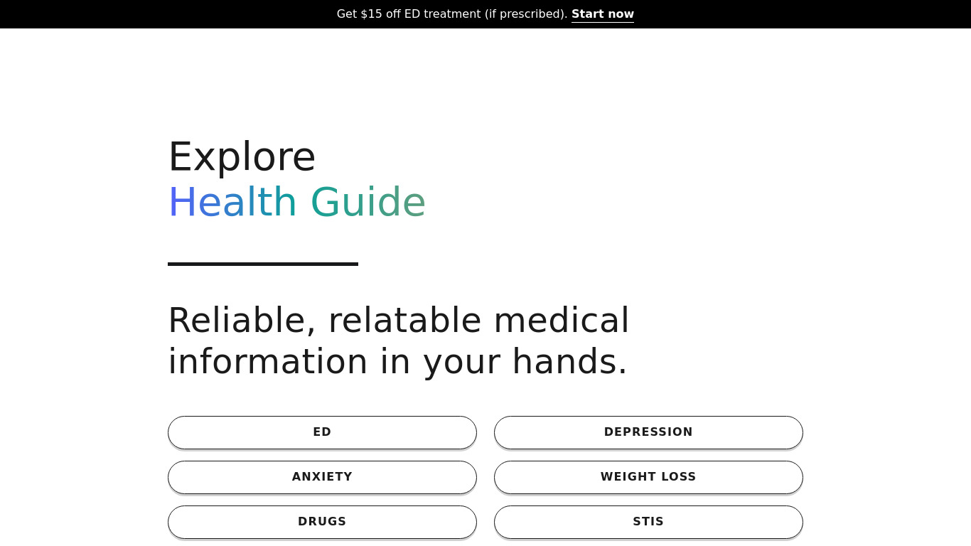 Health Guide Landing page