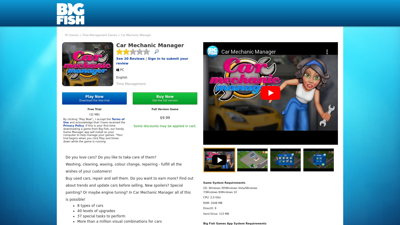 Car Mechanic Manager Landing page