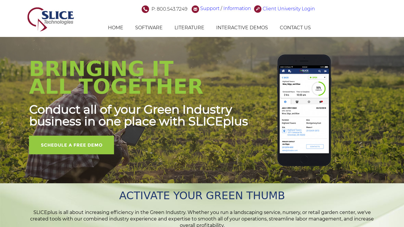 SLICEplus for Retail Garden Centers Landing page