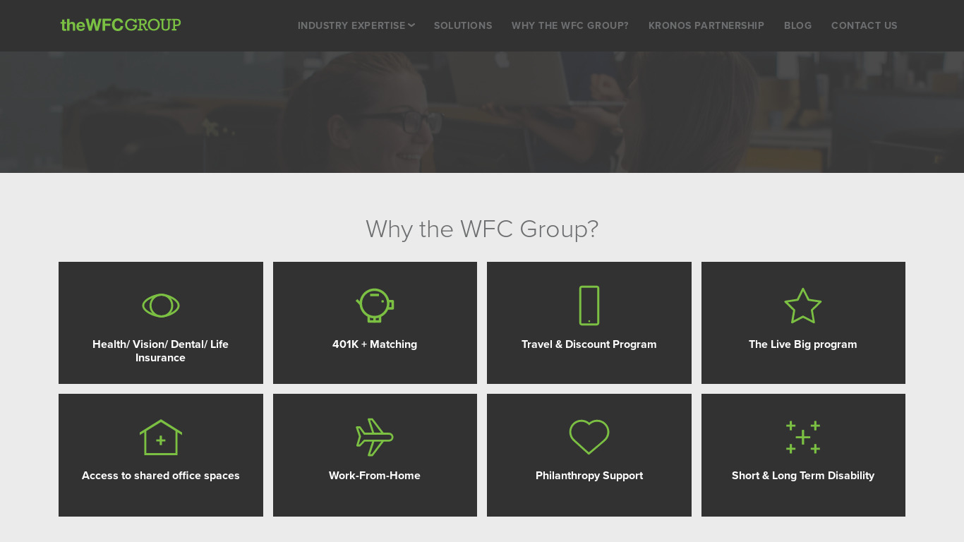 The WFC Group Landing page