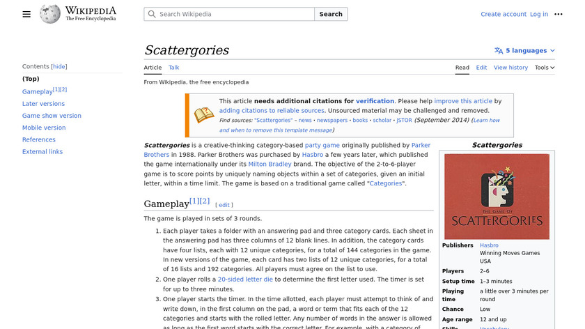 Scattergories Landing Page