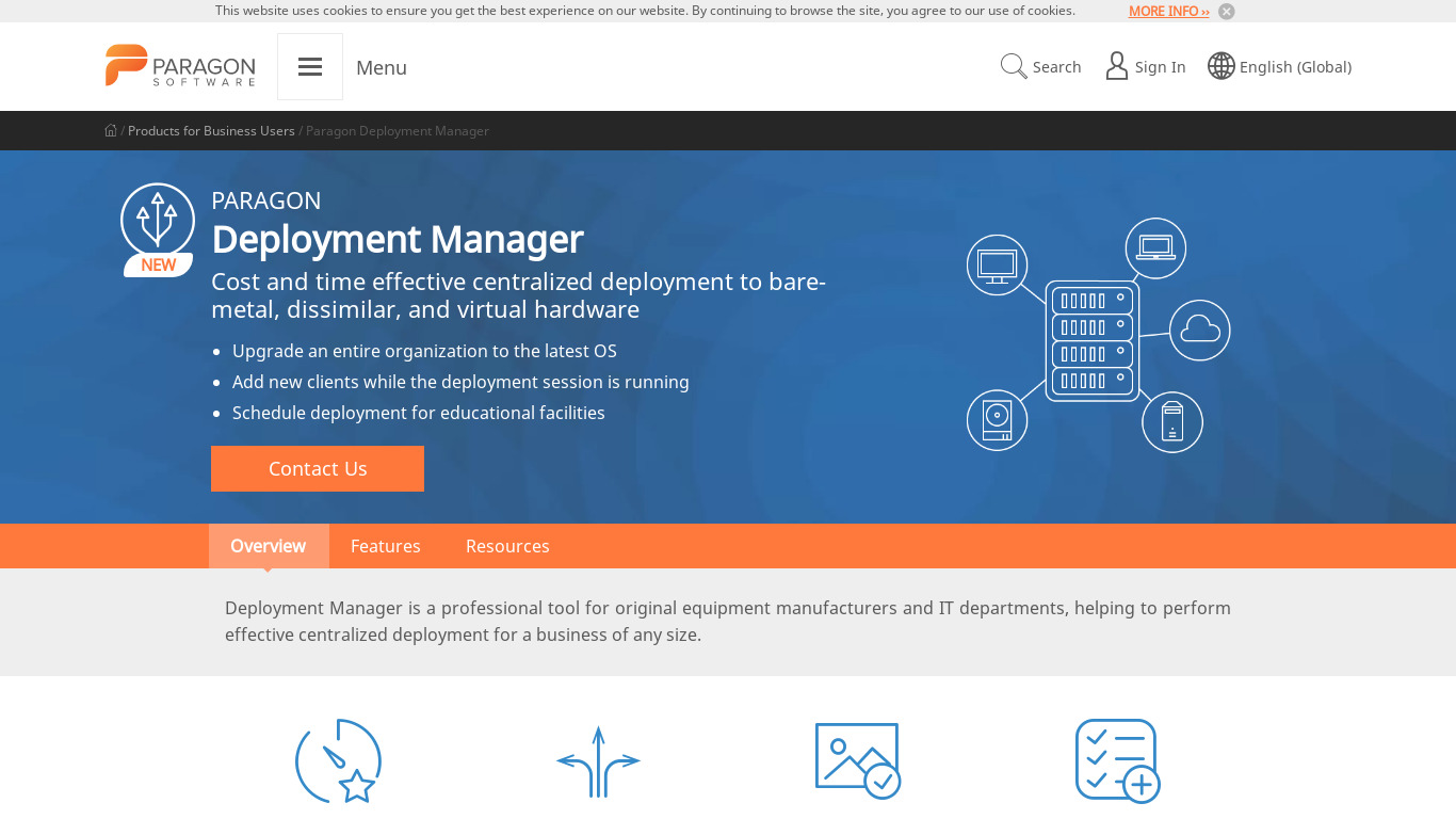 PARAGON Deployment Manager Landing page