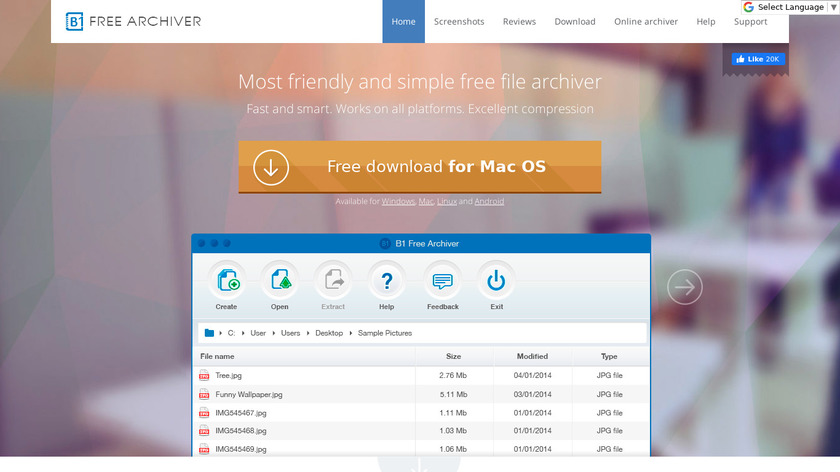 B1 Archiver zip rar unzip Landing Page