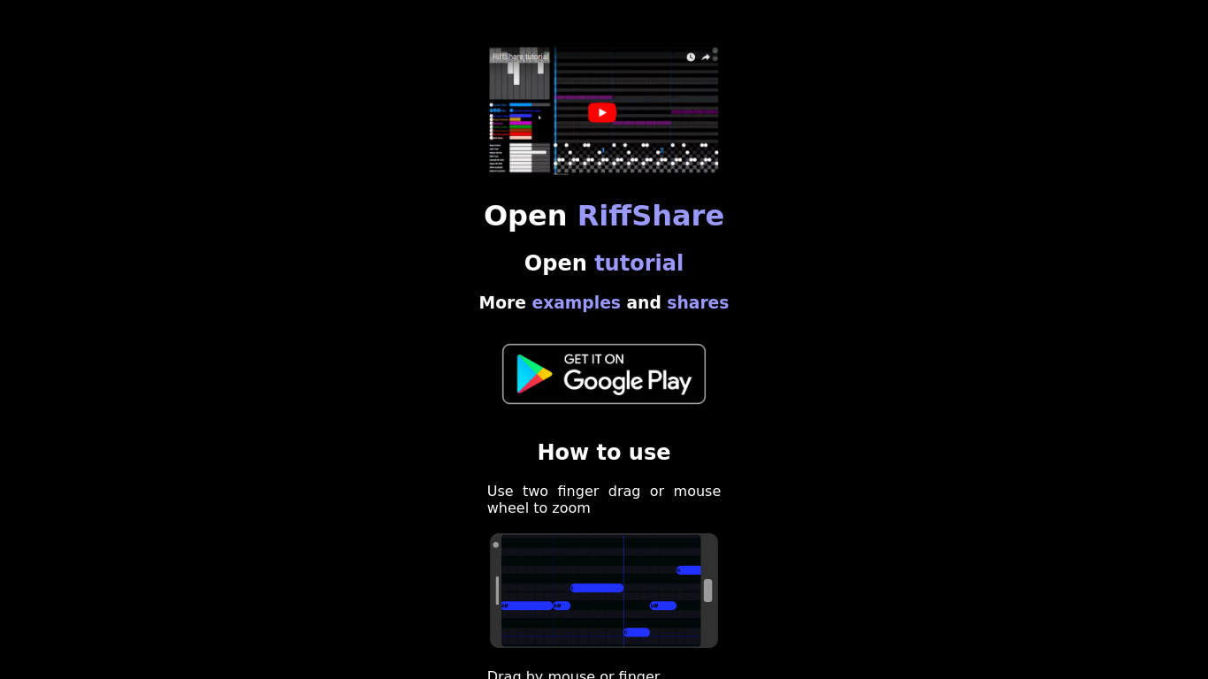 RiffShare Landing page