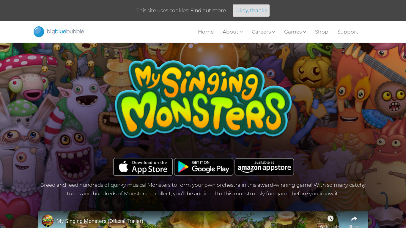 My Singing Monsters Landing page