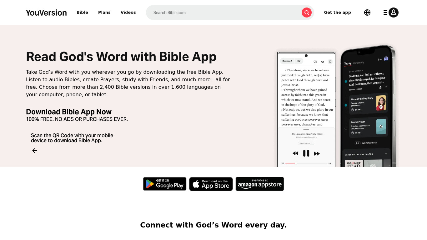 Holy Bible Offline Landing page