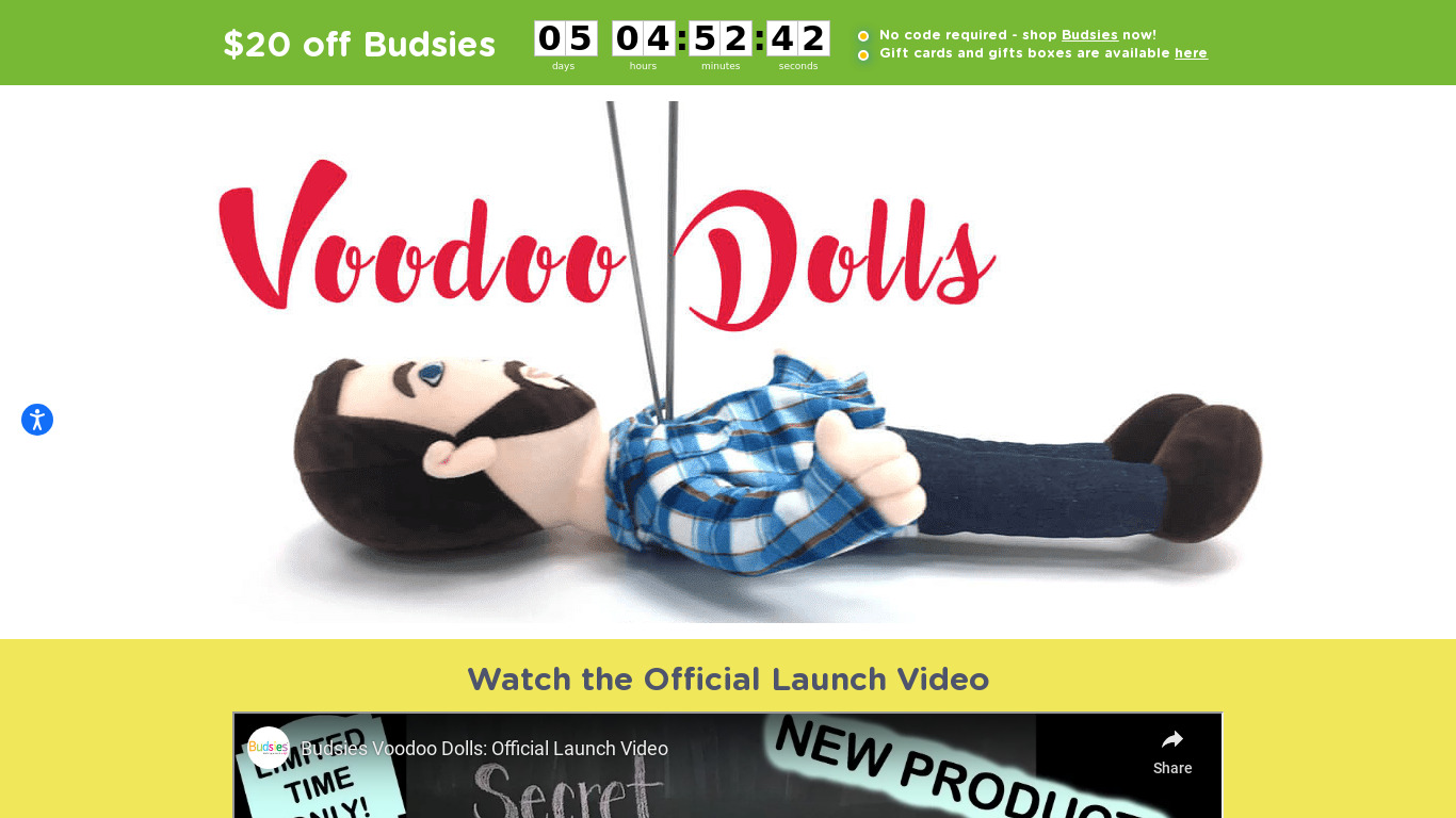 Budsies Voodoo Doll Landing page
