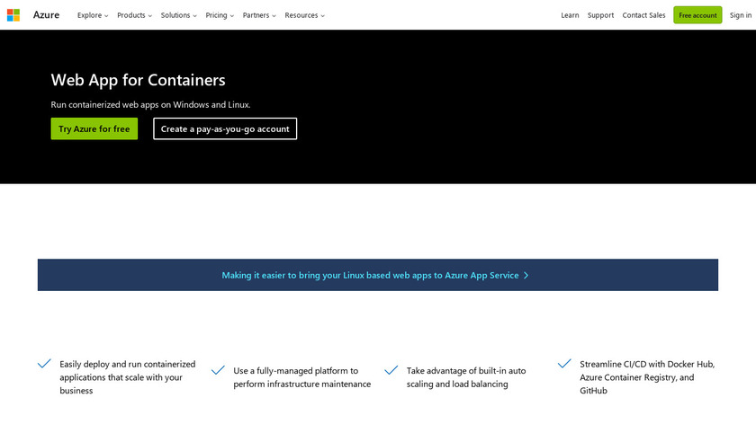 Azure Web App for Containers Landing Page