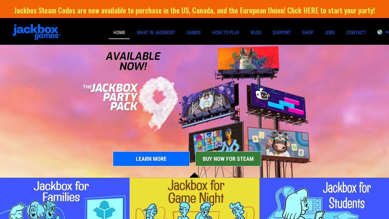 The Jackbox Party Pack Landing page