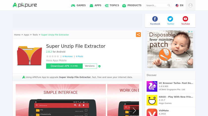 Super Unzip File Extractor Landing Page