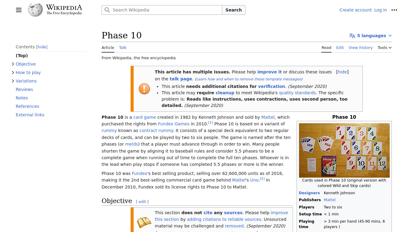 Phase 10 Landing page