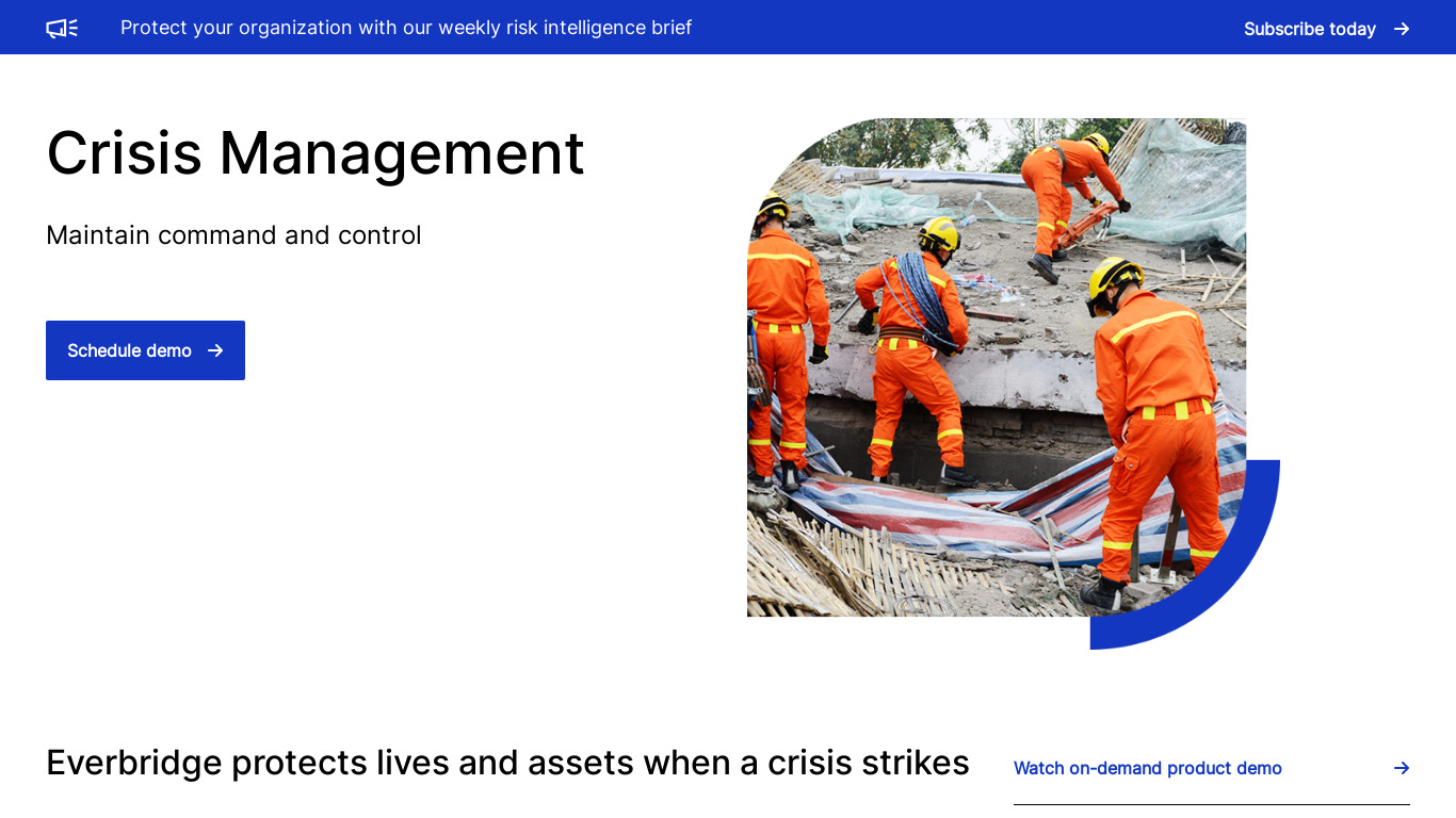 Everbridge Crisis Management Landing page