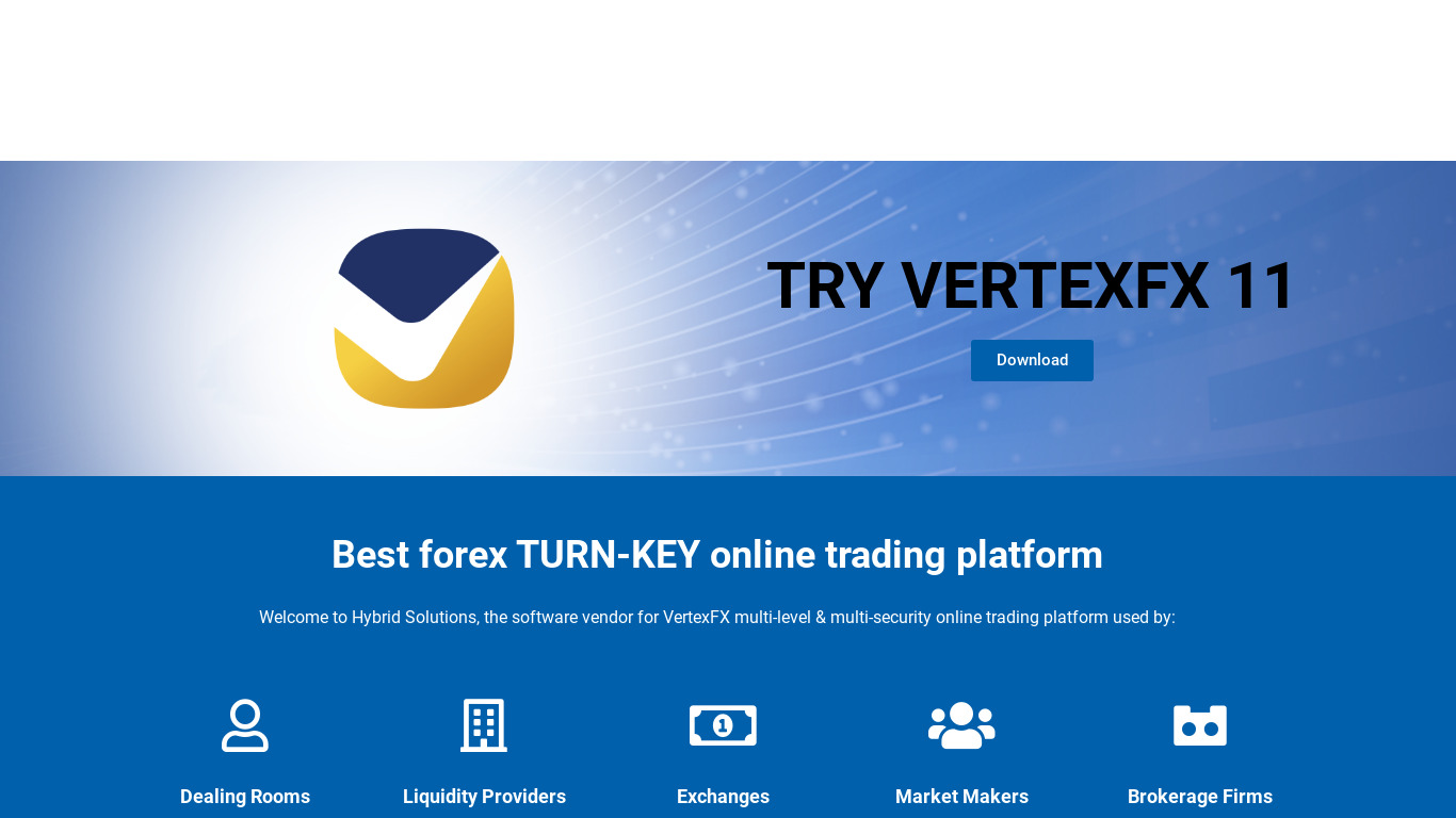 VertexFX Landing page