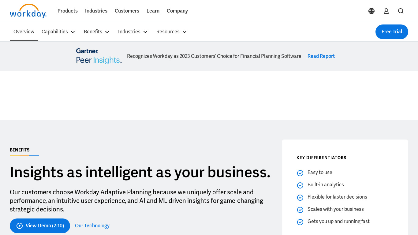 Adaptive Insights Business Planning Cloud Landing page