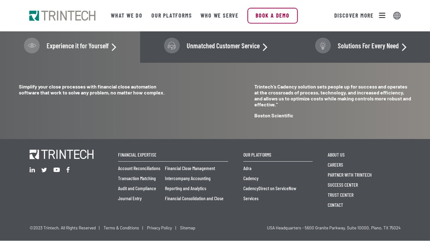 UPCS by Trintech Landing Page