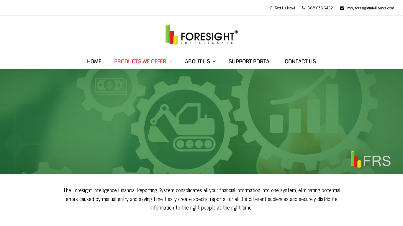 Foresight Intelligence Financial Reporting System Landing page