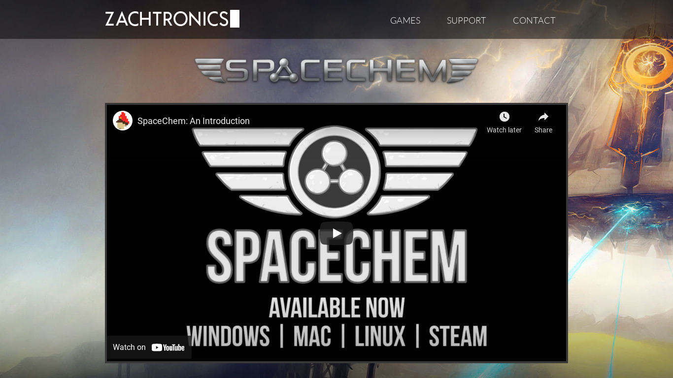 SpaceChem Landing page