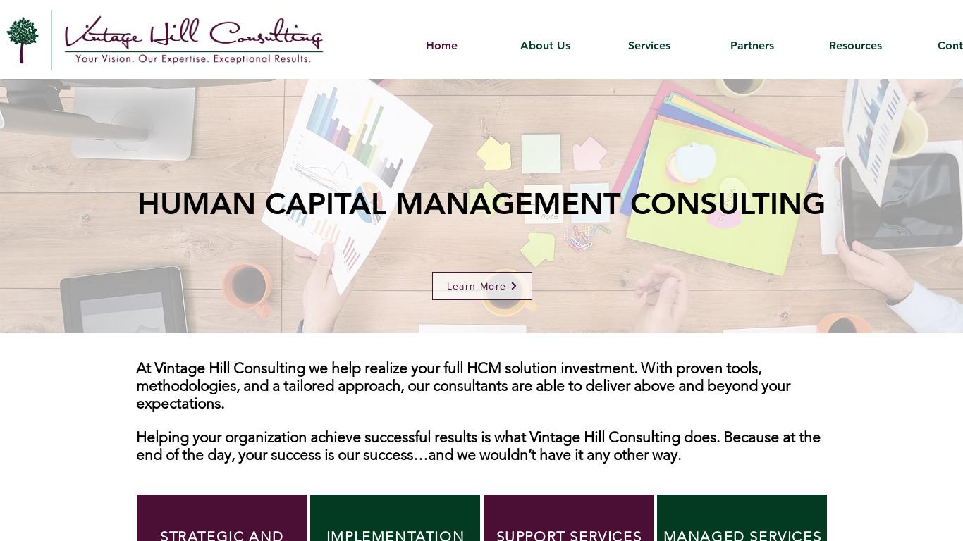 Vintage Hill Consulting Landing page