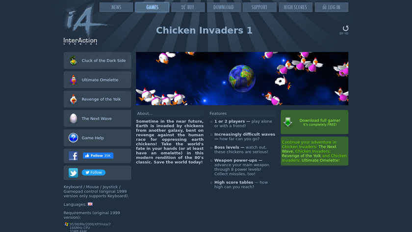 Chicken Invaders Landing Page