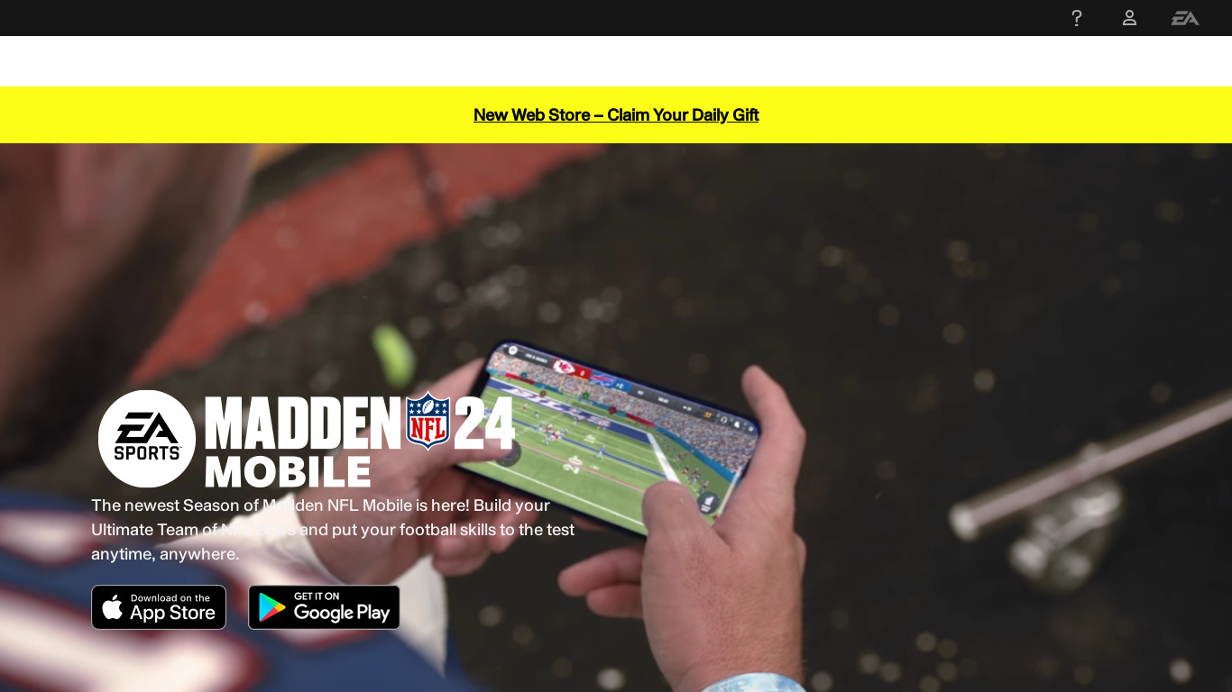 Madden NFL Mobile Landing page