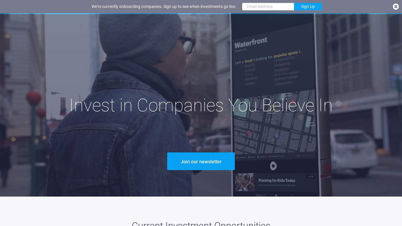 Flash Funders Landing page
